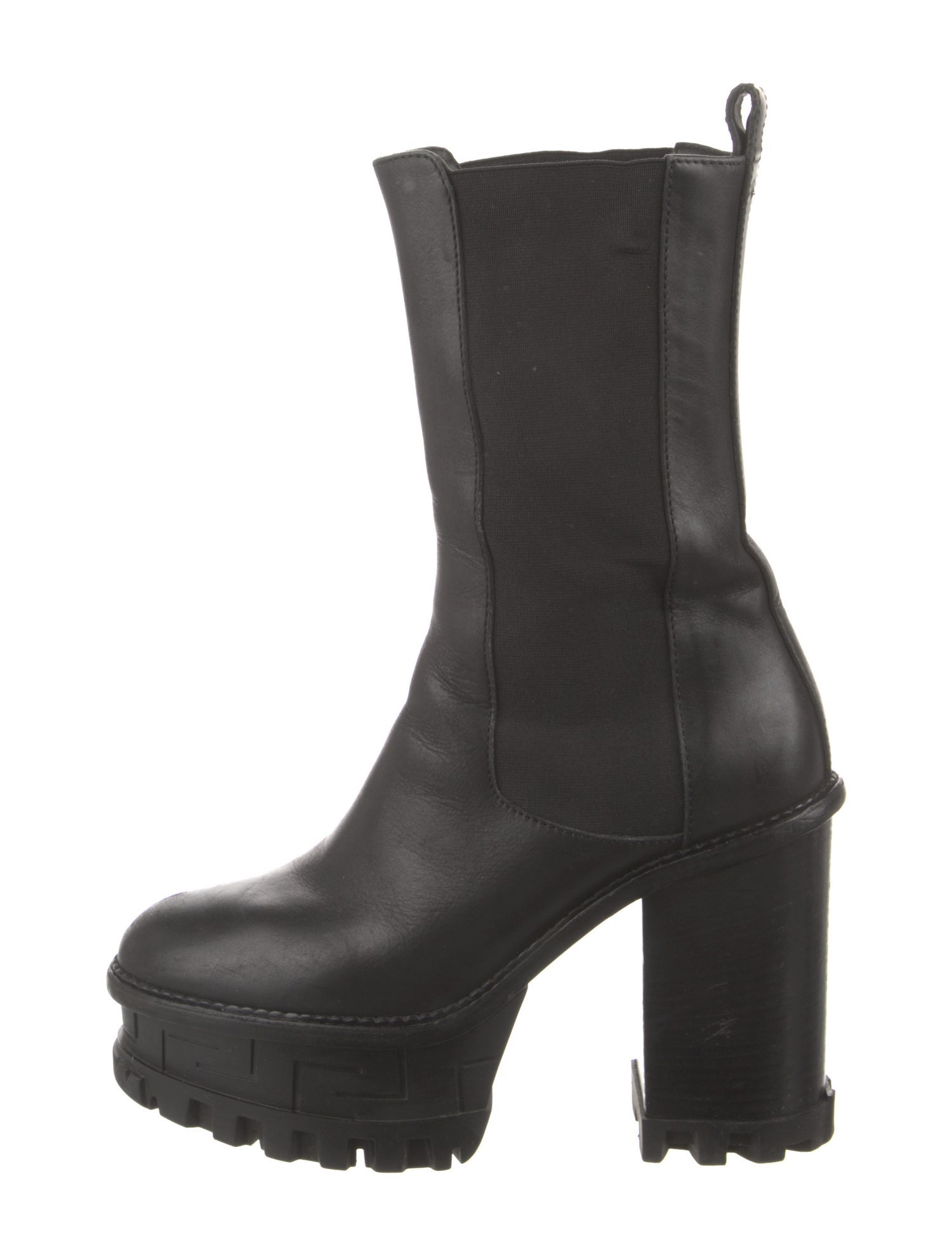 Versace Leather Studded Accents Chelsea Boots