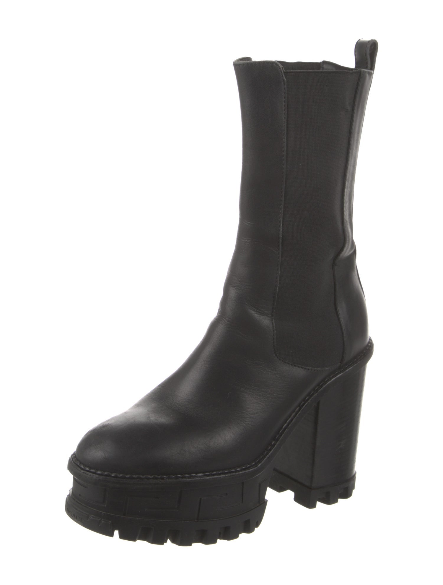 Versace Leather Studded Accents Chelsea Boots