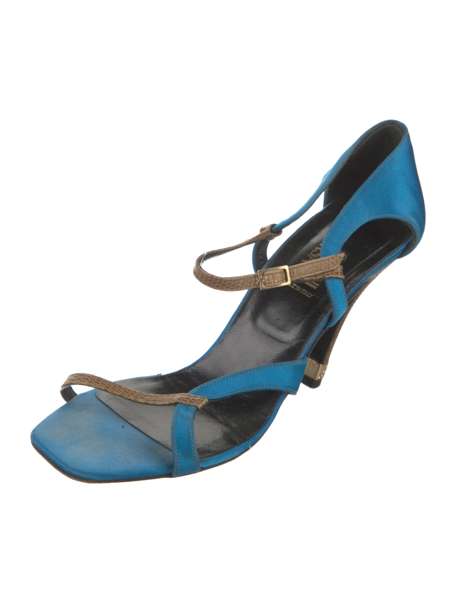 Versace Satin Colorblock Pattern Sandals