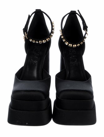 Versace Satin Crystal Embellishments D'Orsay Pumps