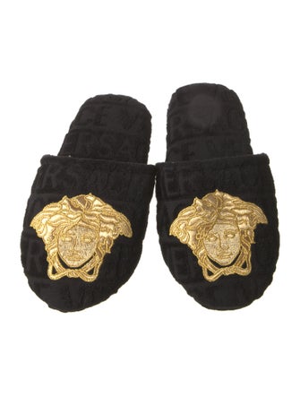 Versace Medusa Insignia Embroidered Accent Mules