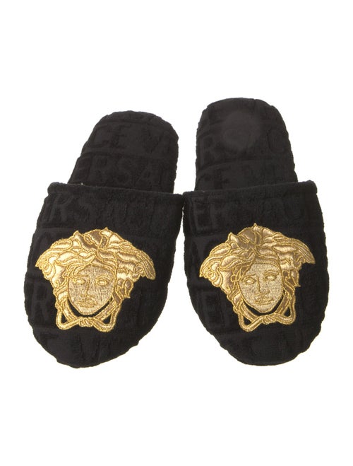 Versace Medusa Insignia Embroidered Accent Mules