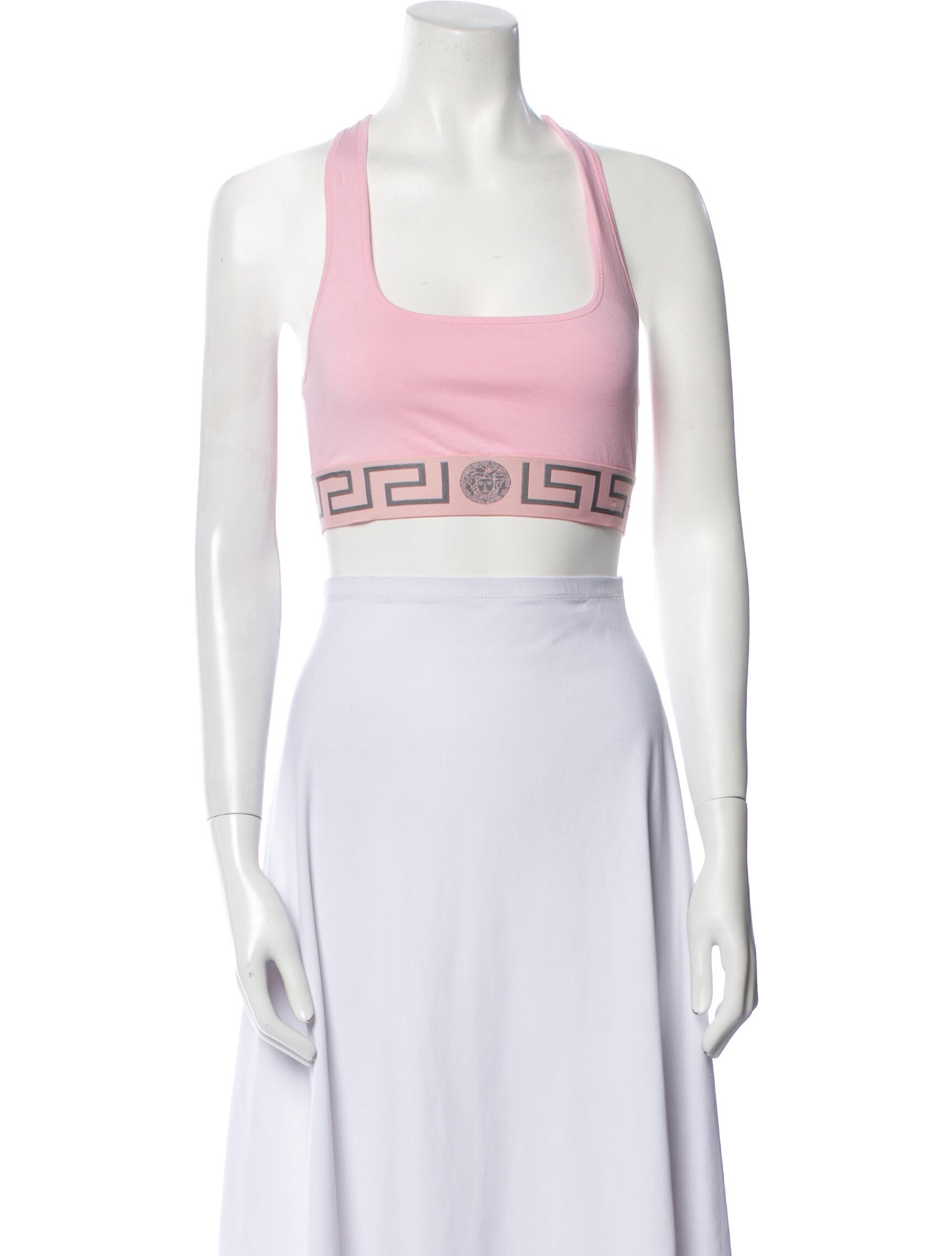 Versace Graphic Print Square Neckline Crop Top