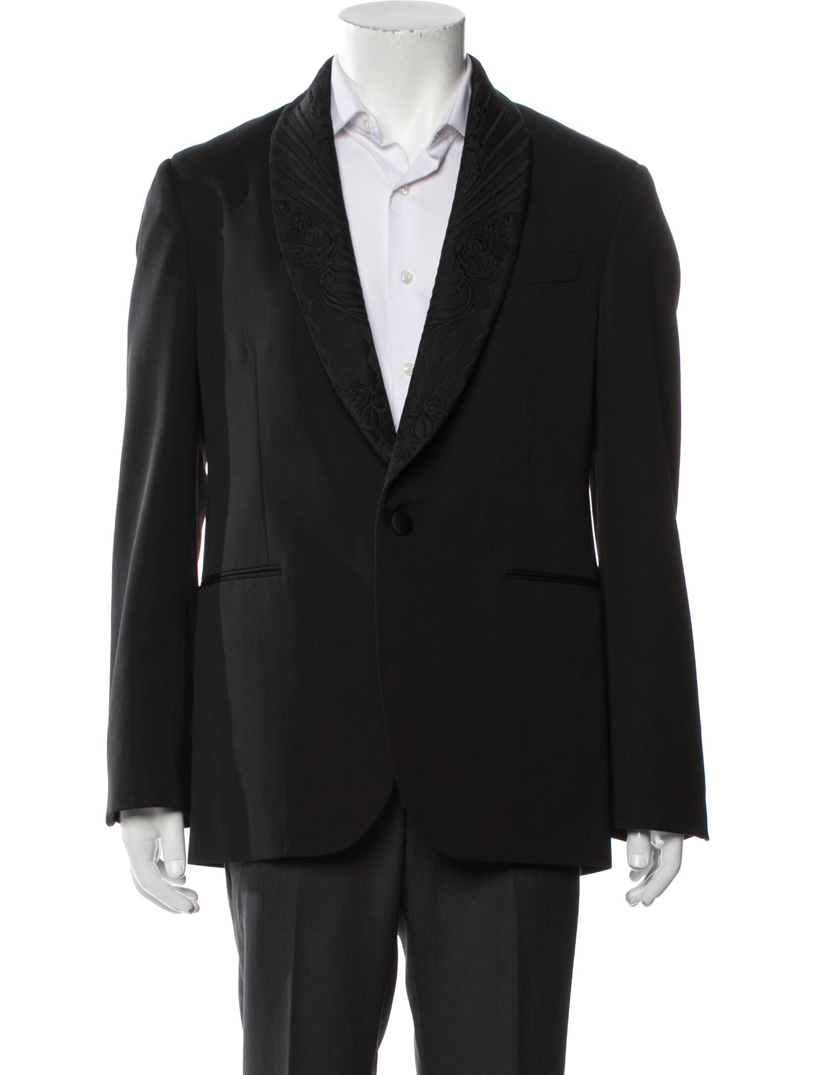 Versace Virgin Wool Embroidered Accent Blazer