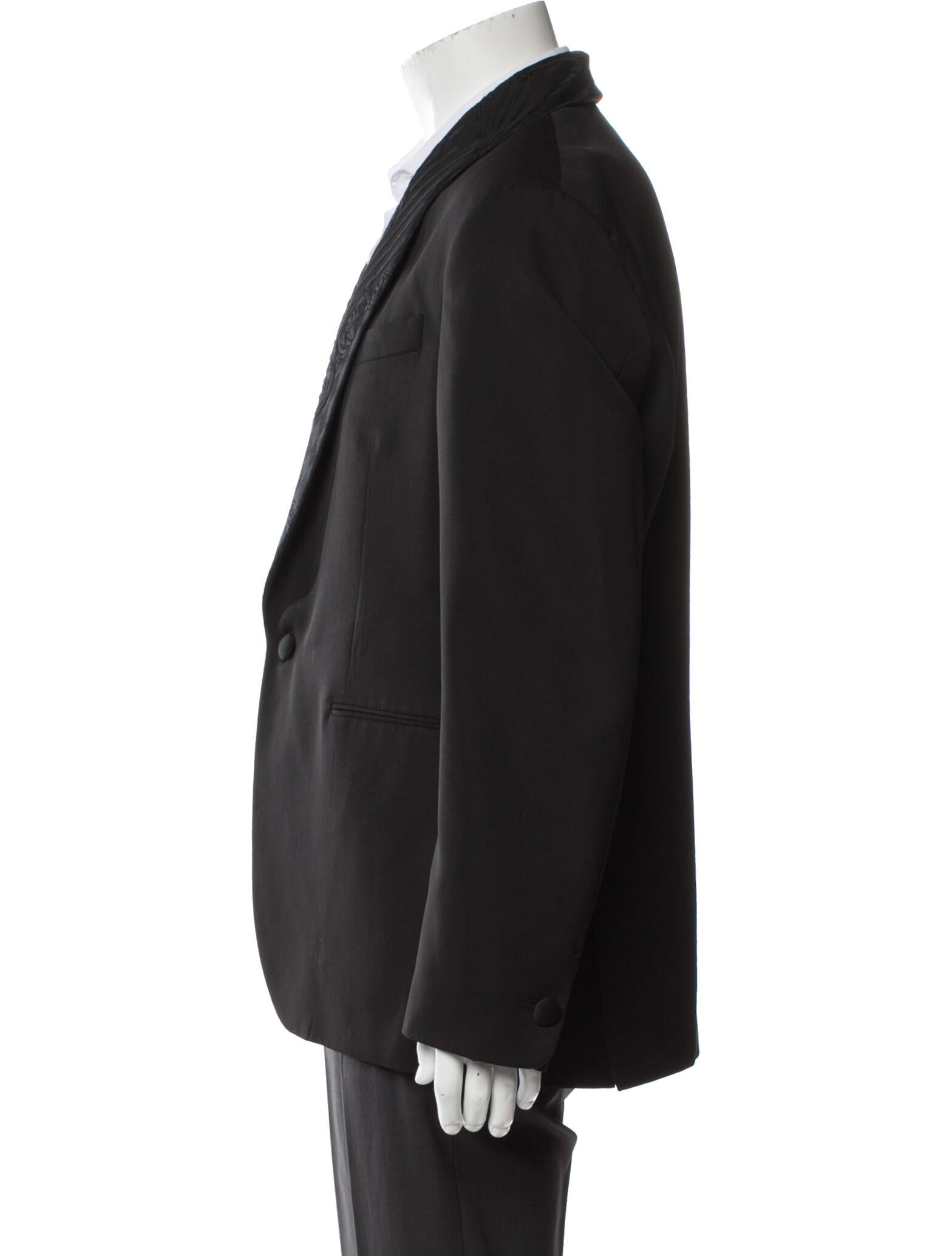 Versace Virgin Wool Embroidered Accent Blazer