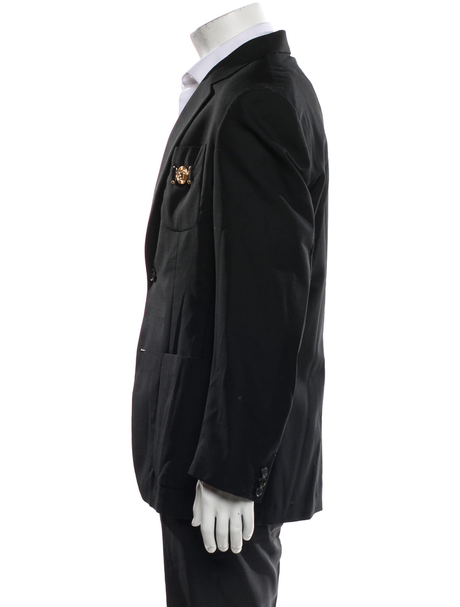 Versace Virgin Wool Embroidered Accent Blazer