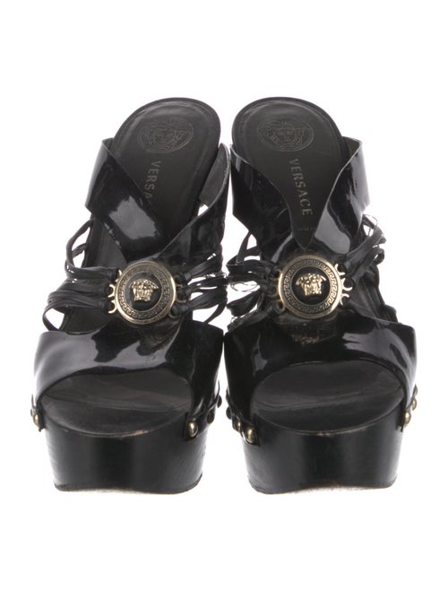 Versace Medusa Insignia Patent Leather Slides