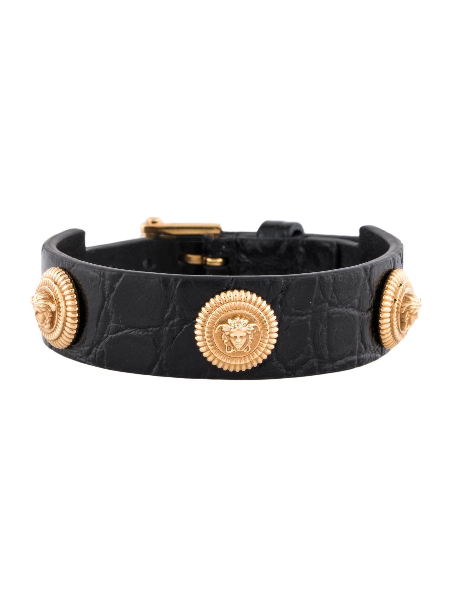Versace Leather Medusa Biggie Cuff Bracelet