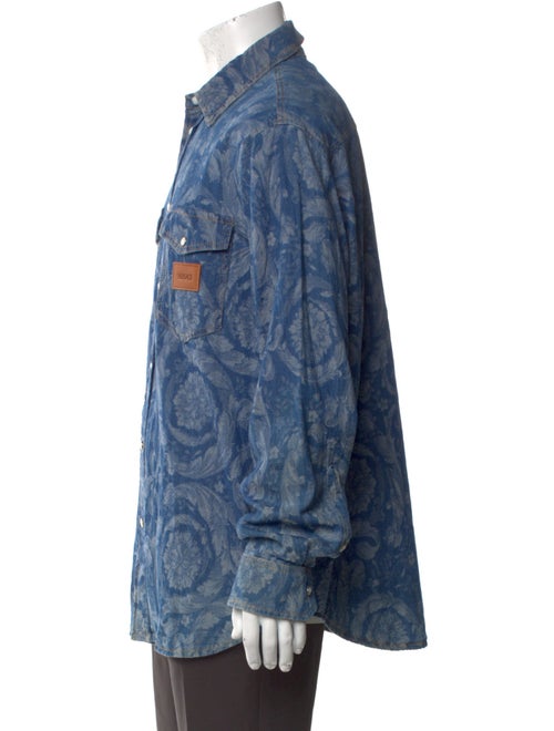 Versace Printed Long Sleeve Denim Shirt