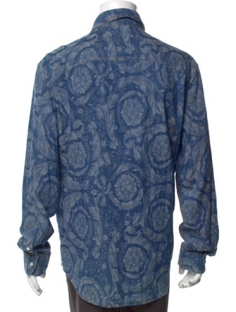 Versace Printed Long Sleeve Denim Shirt
