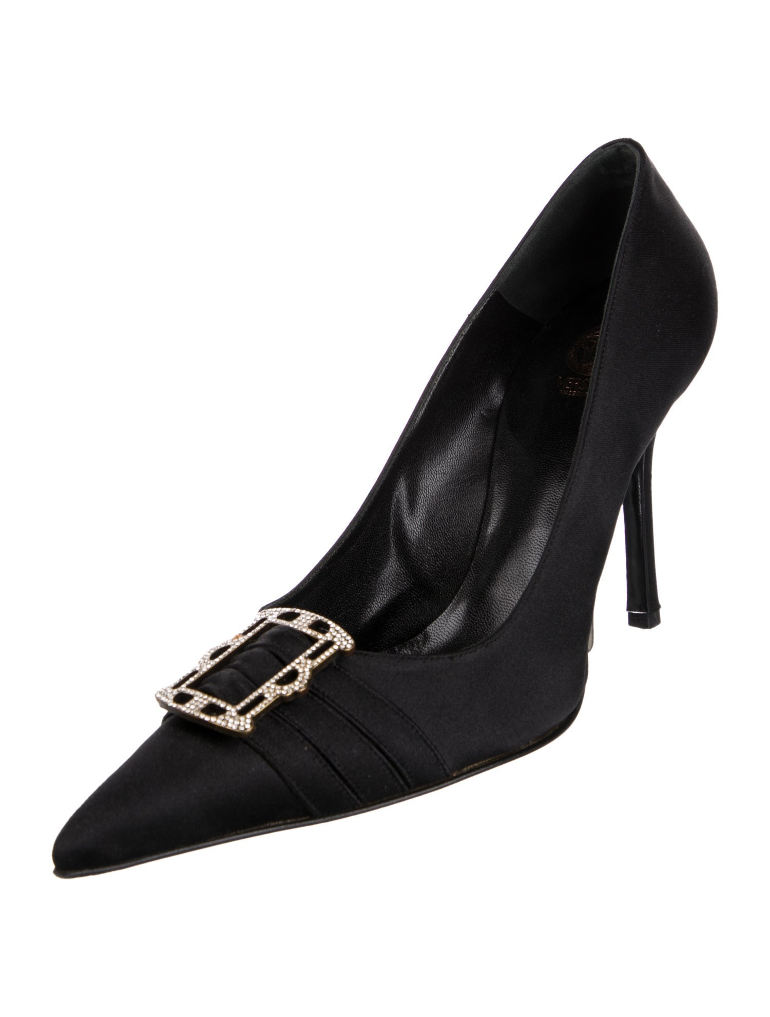 Versace Satin Crystal Embellishments Pumps