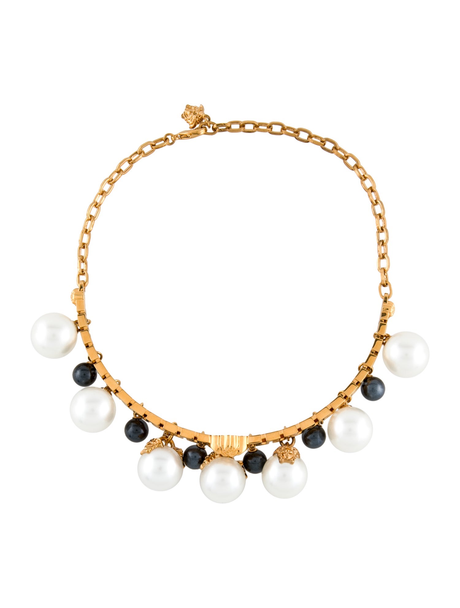 Versace Faux Pearl Embellished Choker Necklace