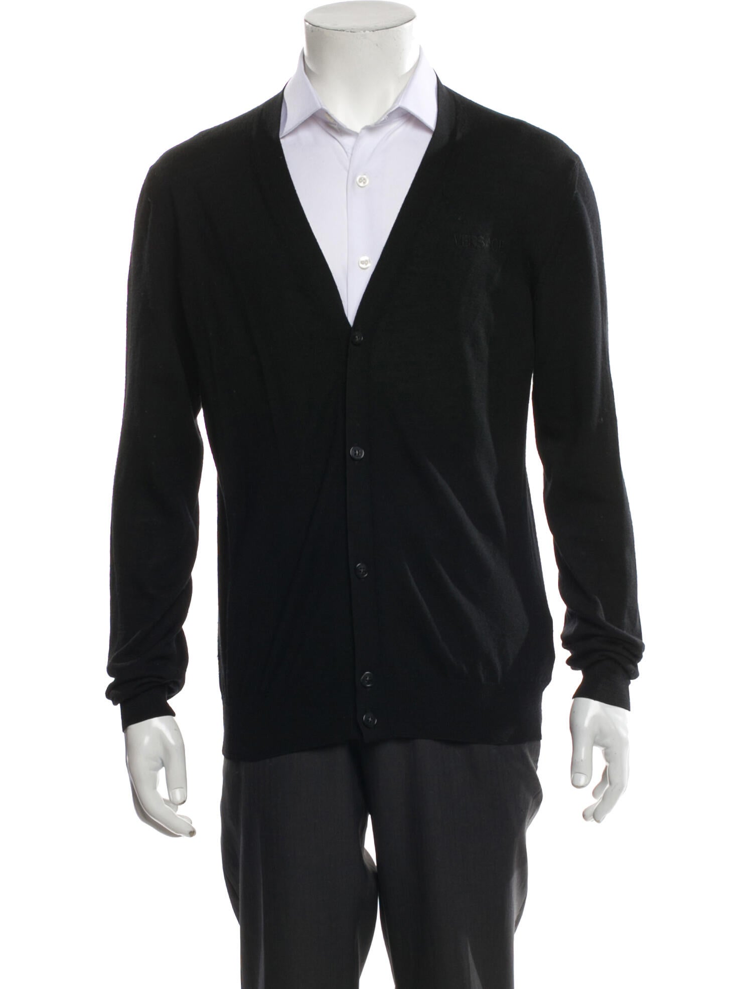 Versace Virgin Wool V-Neck Cardigan