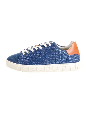 Versace Sneakers Denim Crystal Embellishments 14