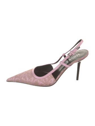 Versace Canvas Printed Slingback Pumps