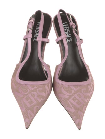 Versace Canvas Printed Slingback Pumps