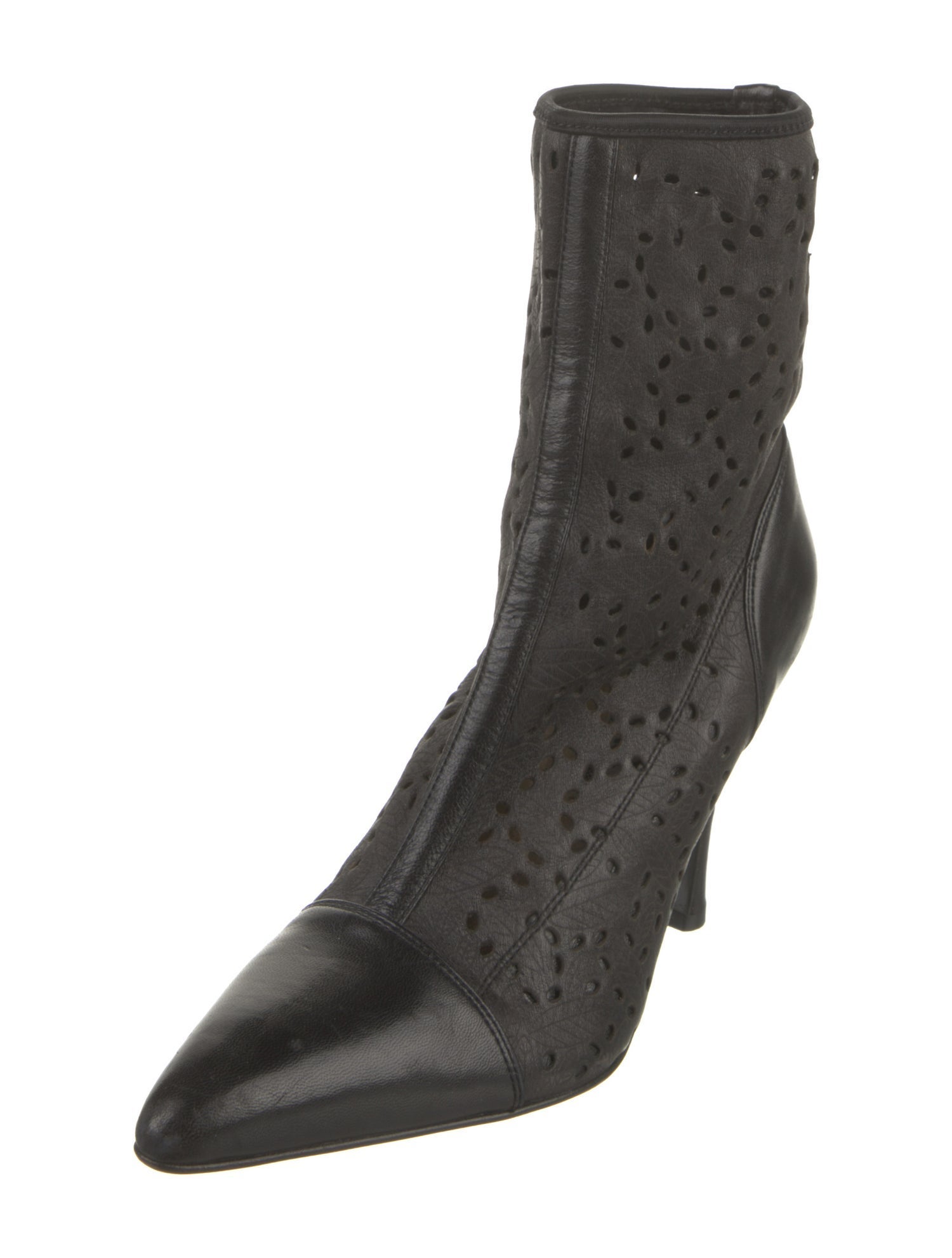 Versace Leather Lasercut Accents Sock Boots