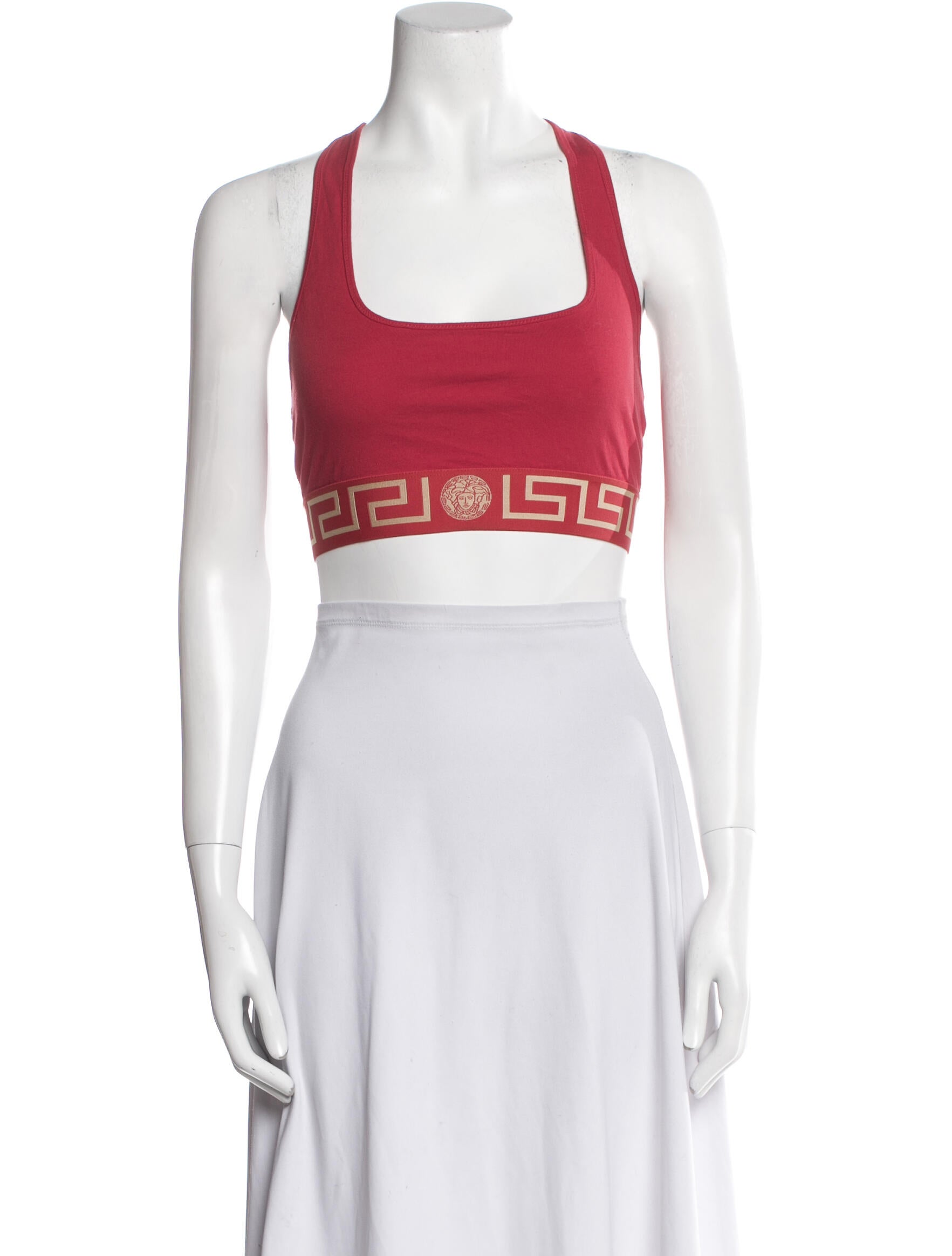 Versace Graphic Print Square Neckline Crop Top