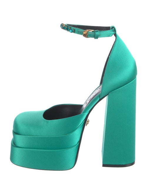 Versace Satin Crystal Embellishments D'Orsay Pumps