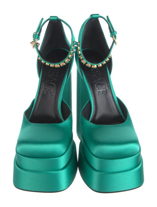 Versace Satin Crystal Embellishments D'Orsay Pumps