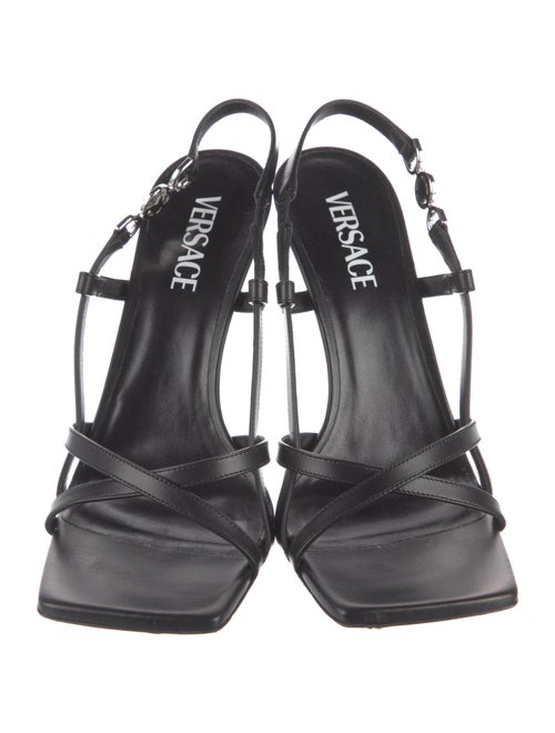 Versace Medusa Insignia Leather Slingback Sandals