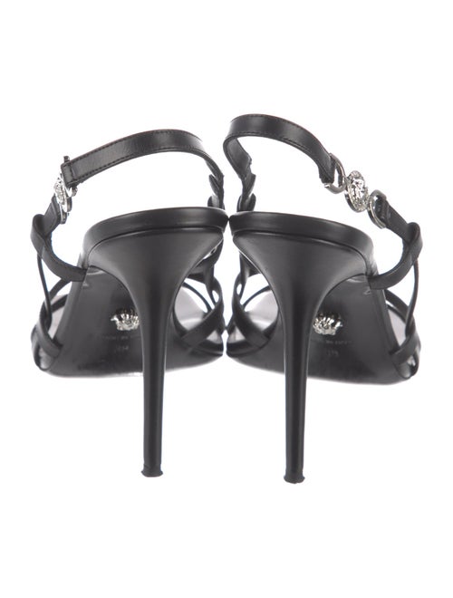 Versace Medusa Insignia Leather Slingback Sandals