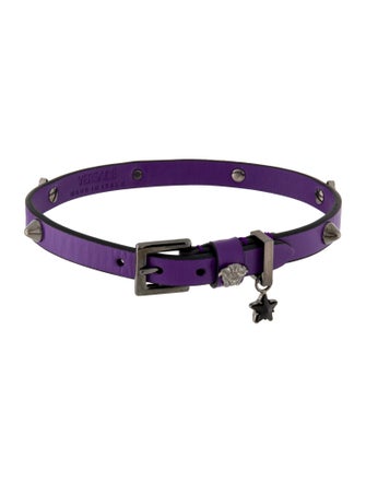 Versace Leather & Crystal Medusa Choker