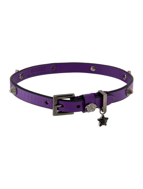 Versace Leather & Crystal Medusa Choker