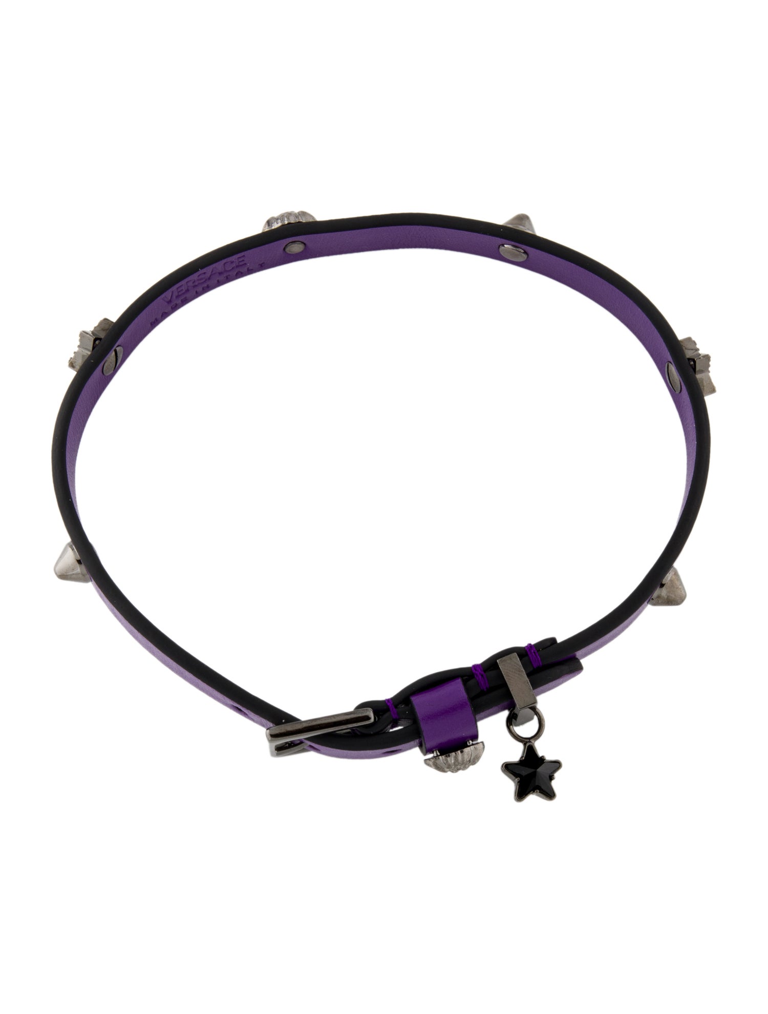 Versace Leather & Crystal Medusa Choker