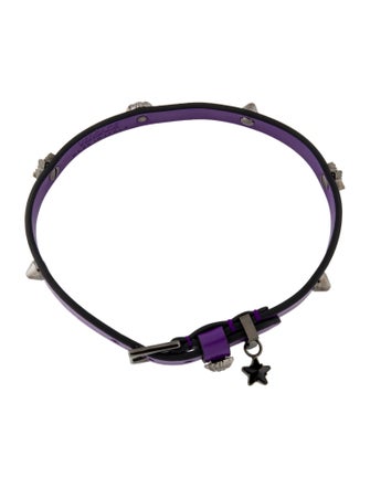 Versace Leather & Crystal Medusa Choker