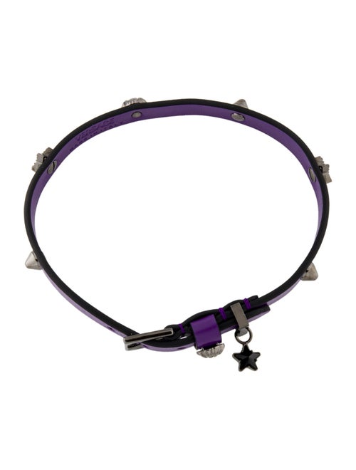 Versace Leather & Crystal Medusa Choker