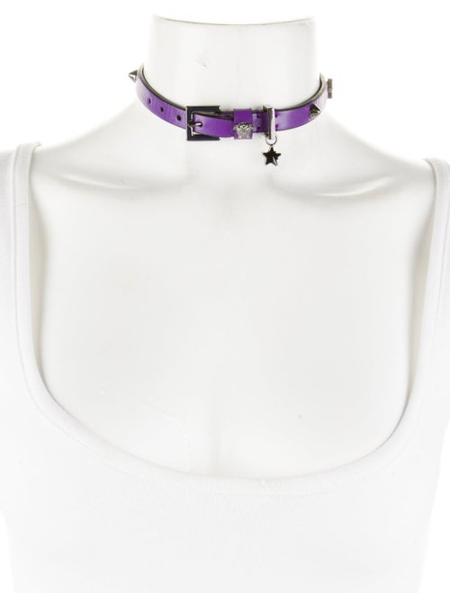 Versace Leather & Crystal Medusa Choker