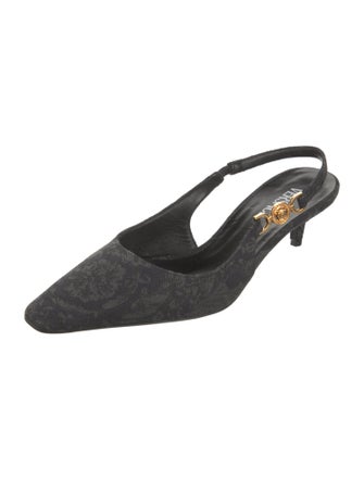 Versace Denim Printed Slingback Pumps