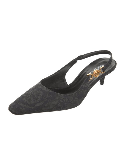 Versace Denim Printed Slingback Pumps