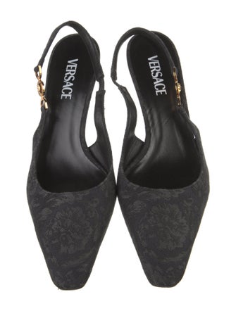 Versace Denim Printed Slingback Pumps