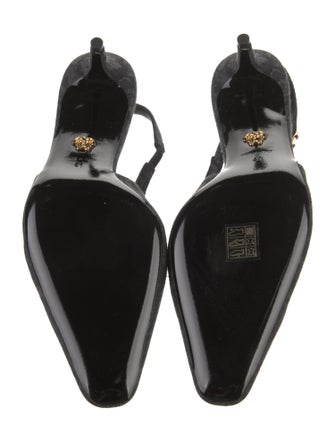 Versace Denim Printed Slingback Pumps