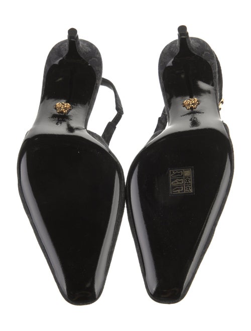 Versace Denim Printed Slingback Pumps