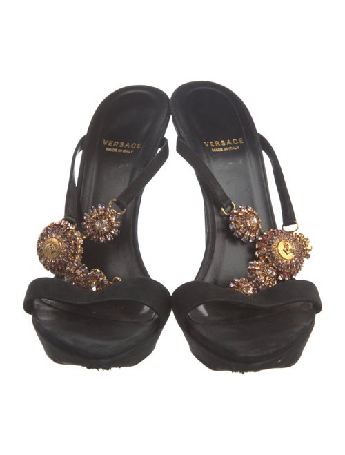 Versace Suede Crystal Embellishments Slides