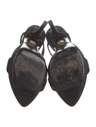 Versace Suede Crystal Embellishments Slides