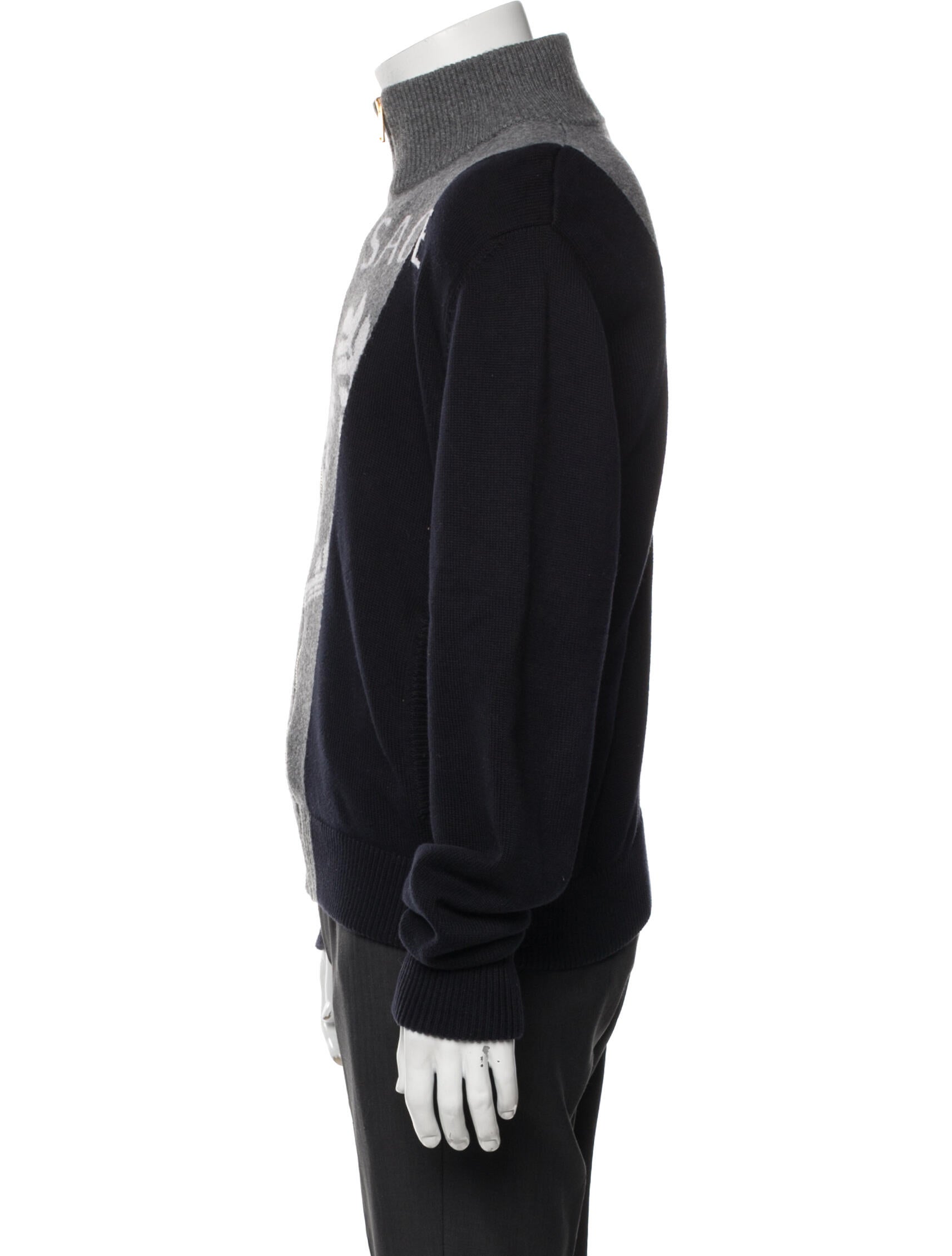 Versace Graphic Print Mock Neck Cardigan