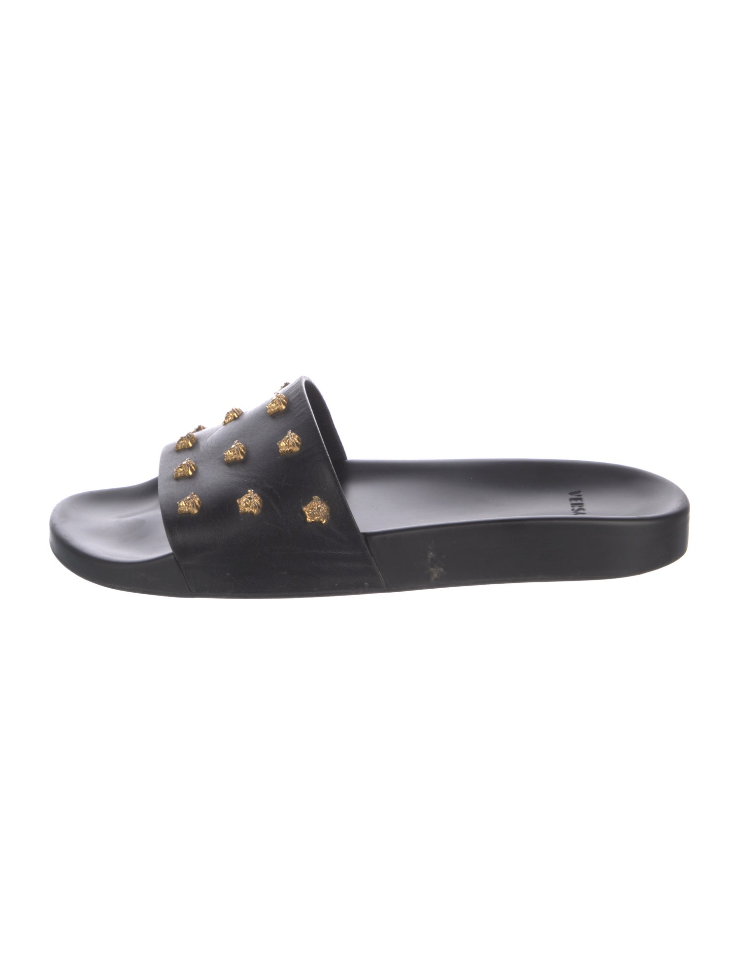 Versace Leather Studded Accents Slides