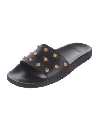 Versace Leather Studded Accents Slides