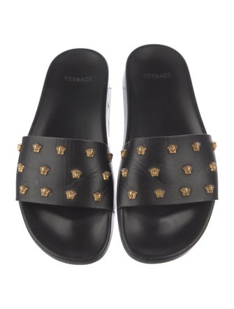 Versace Leather Studded Accents Slides