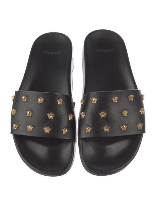 Versace Leather Studded Accents Slides