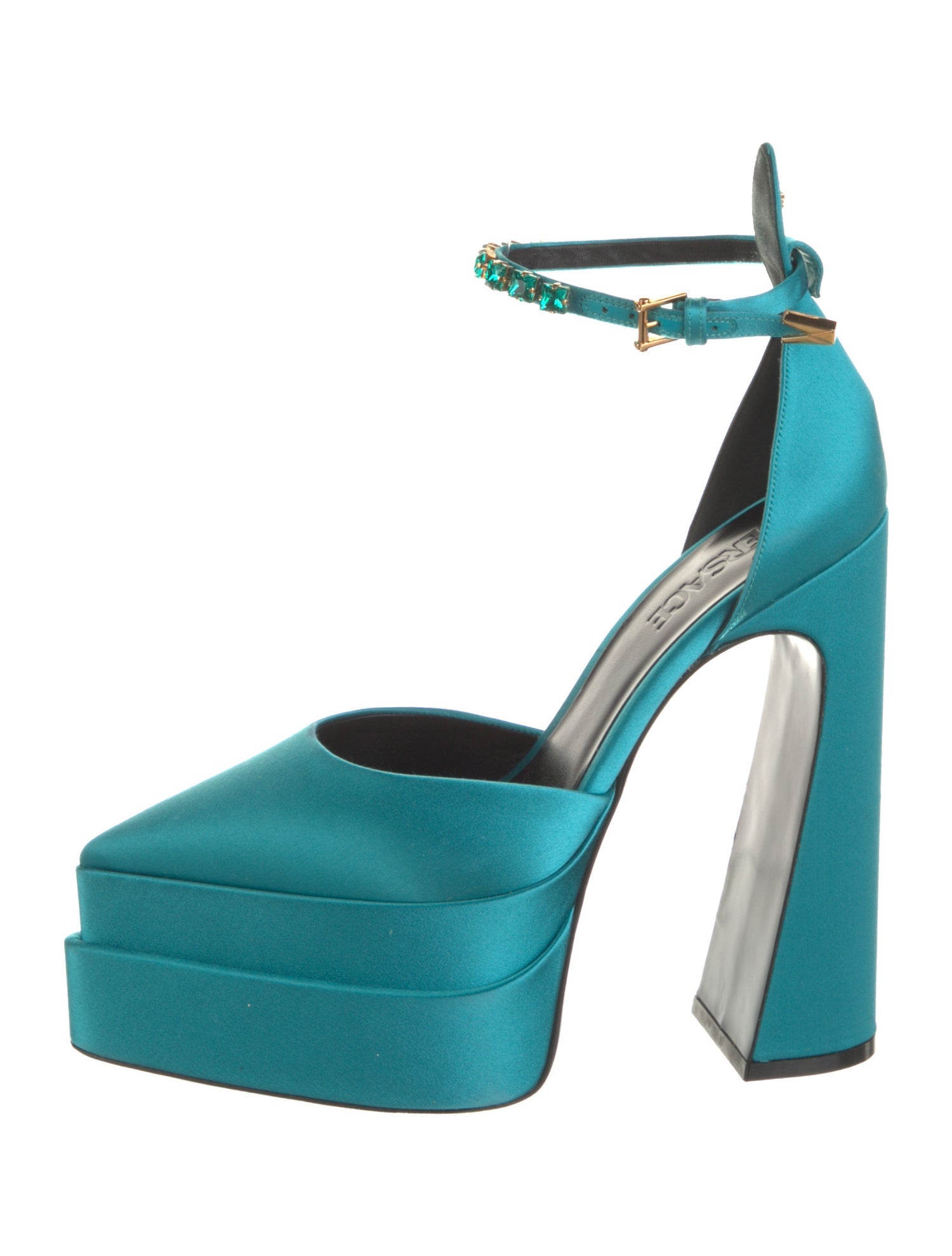 Versace Satin Printed D'Orsay Pumps