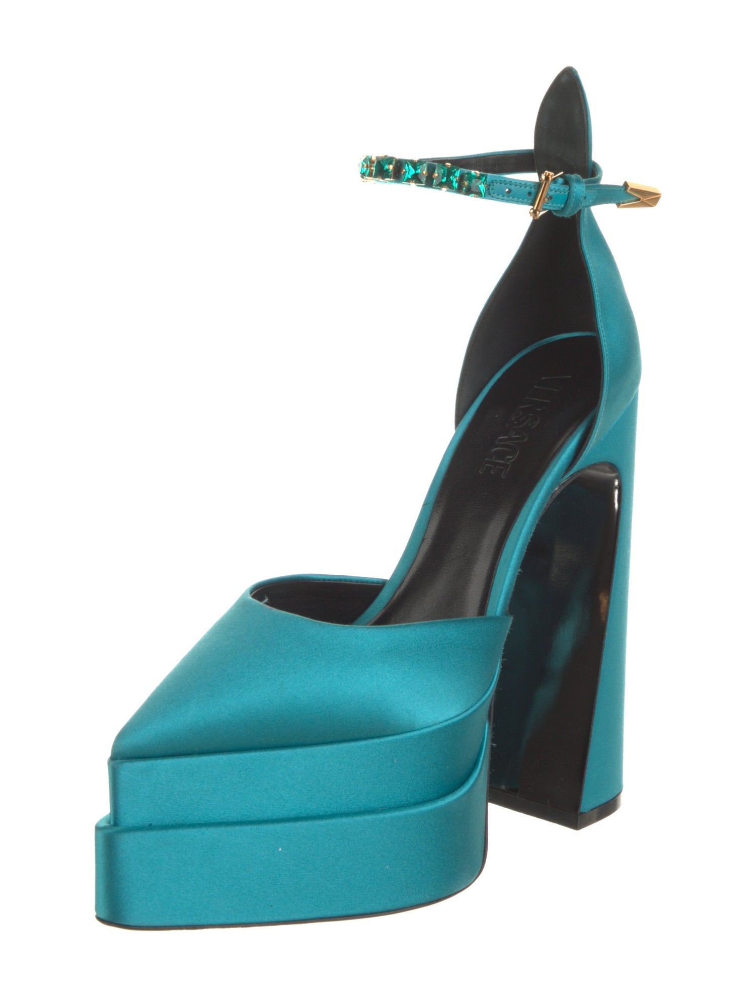 Versace Satin Printed D'Orsay Pumps