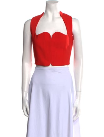 Versace Square Neckline Sleeveless Crop Top