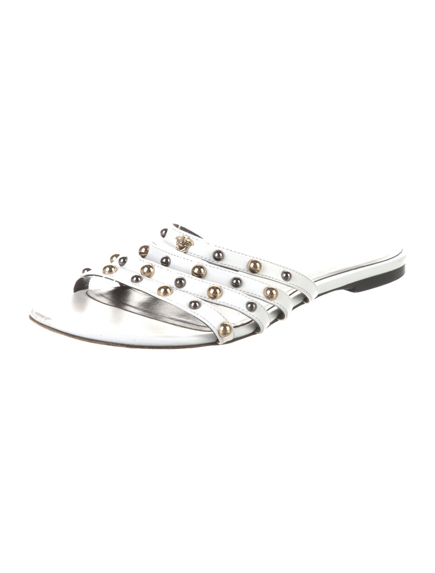 Versace Leather Studded Accents Slides