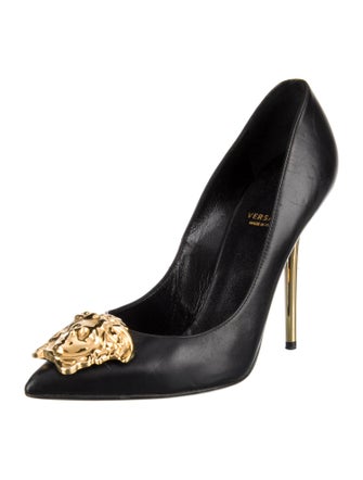 Versace Leather Graphic Print Pumps
