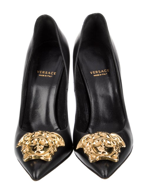 Versace Leather Graphic Print Pumps